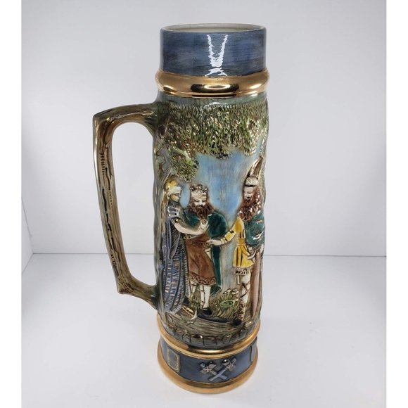 Vintage Viking Warrior Stein Valhalla Signed LM Hand Painted - Picture 11 of 16